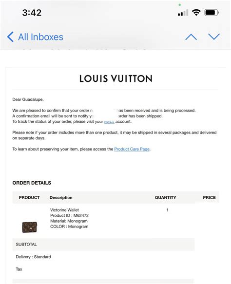 louis vuitton tracking order